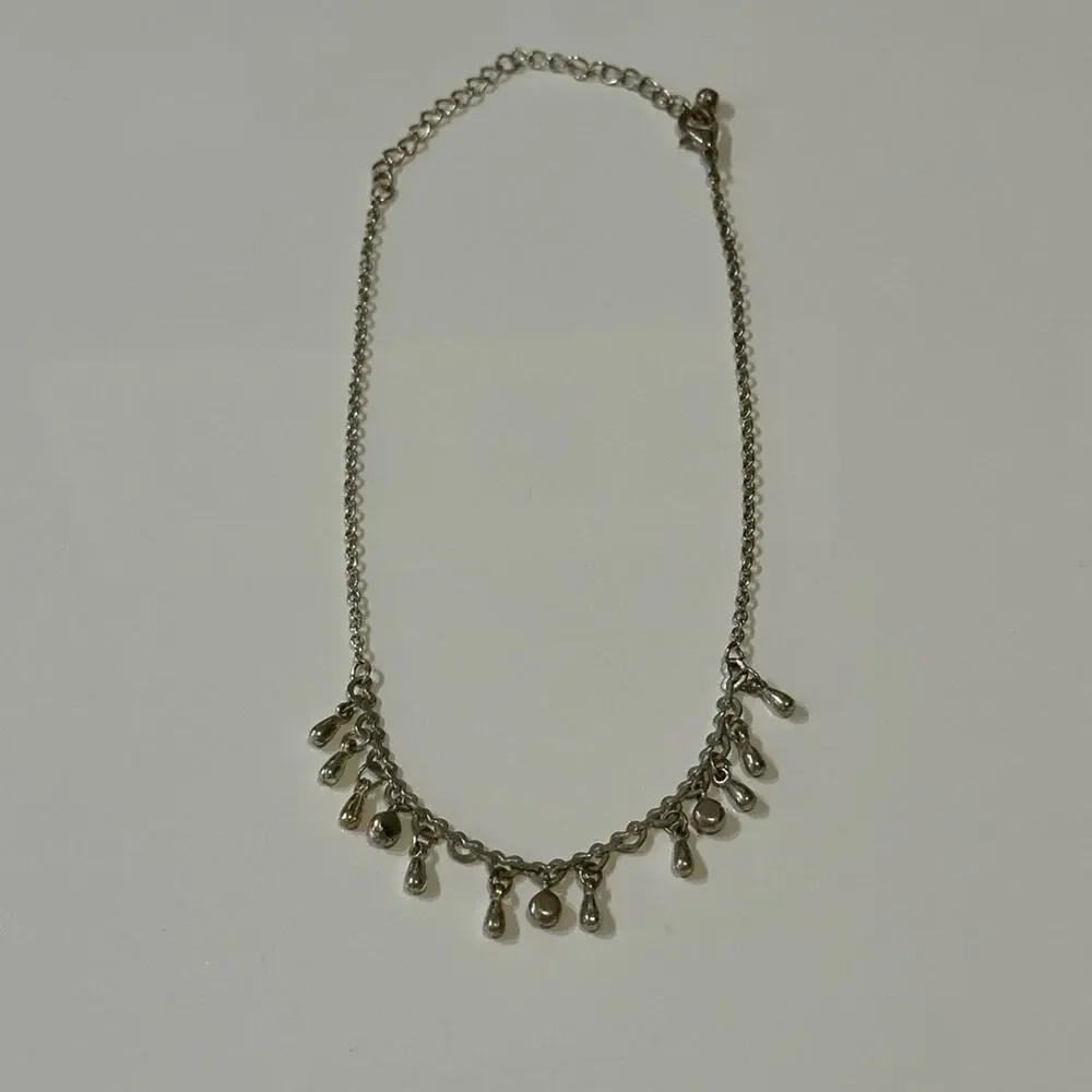 Vintage Dainty Pink & Silver Choker Necklace